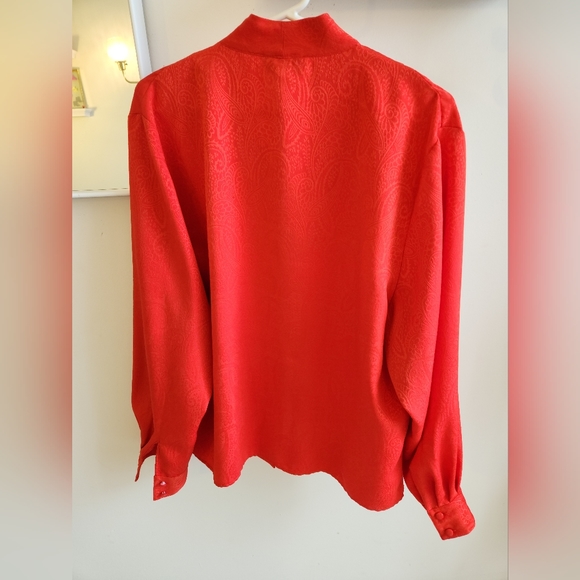 2/$30 Vintage Silky Red Blouse - Picture 6 of 10